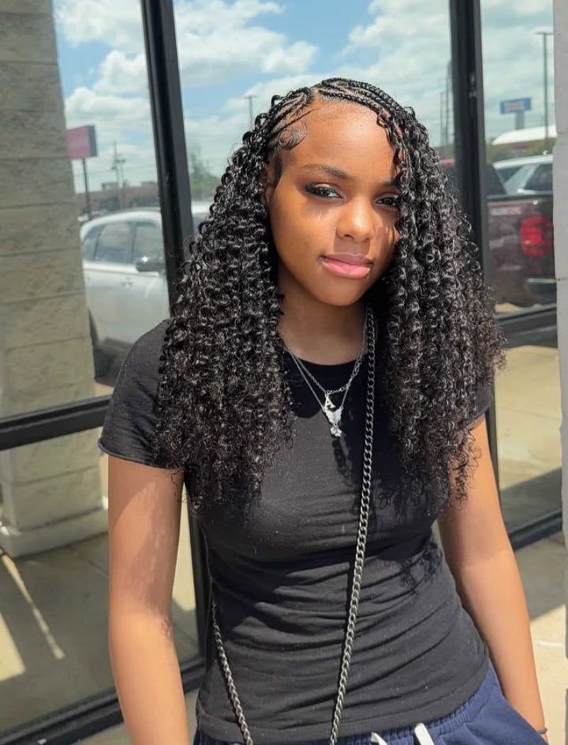 Lockbraids Knotless Pre-Separated Feather Crochet Hair Human Hair Water Wave