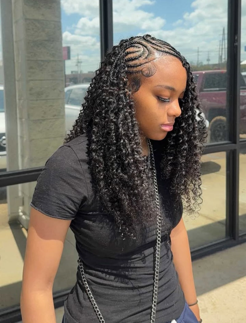 Lockbraids Knotless Pre-Separated Feather Crochet Hair Human Hair Water Wave