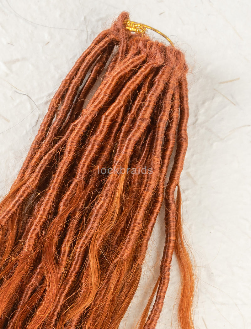 Pre-looped Crochet Boho Lock Braids With Human Hair Body Wave Bulk Hair Extensions Color #350