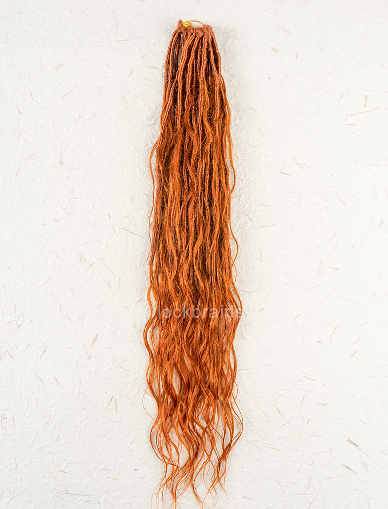 Pre-looped Crochet Boho Lock Braids With Human Hair Body Wave Bulk Hair Extensions Color #350