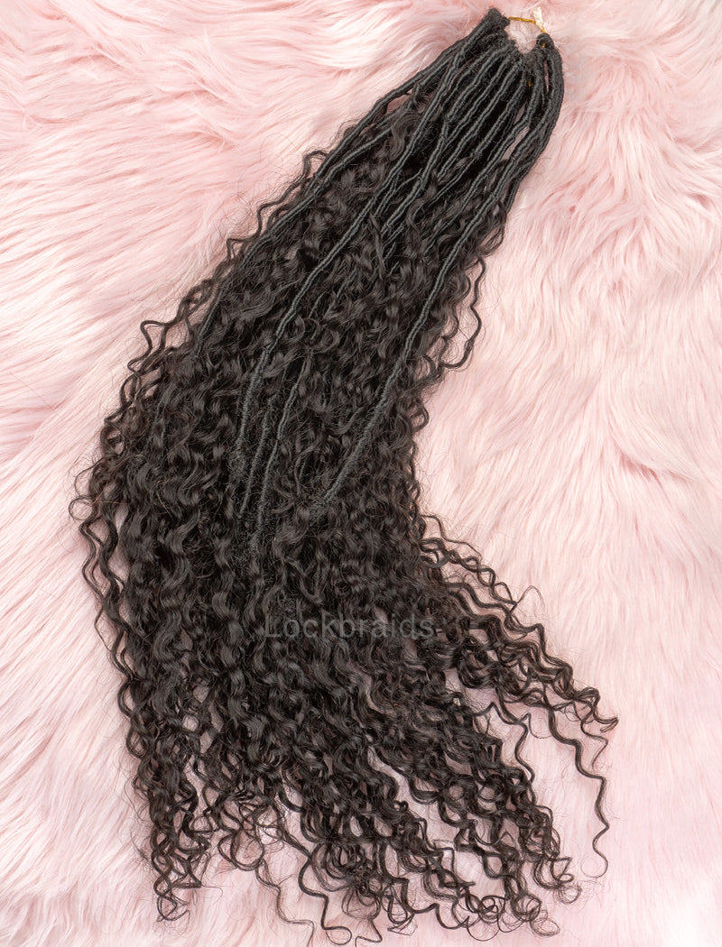 Pre-looped Crochet Boho Lock Braids With Human Hair Deep Curls Bulk Hair Extensions