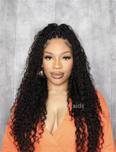 Pre-looped Crochet Boho Lock Braids With Human Hair Deep Curls Bulk Ha