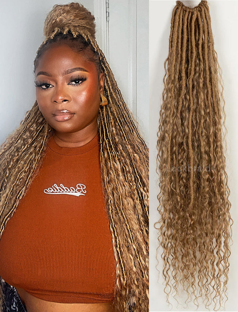 Pre-looped Crochet Boho Lock Braids With Human Hair Deep Curls Bulk Ha