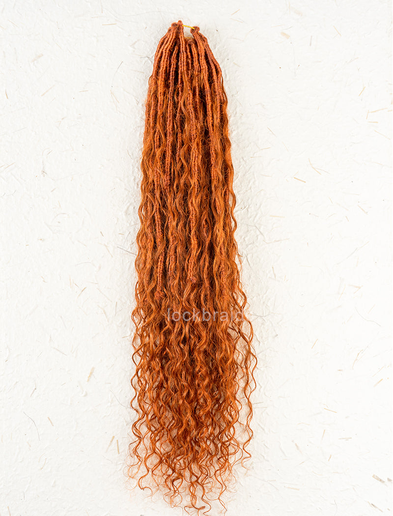 Pre-looped Crochet Boho Lock Braids With Human Hair Deep Curls Bulk Hair Extensions Color #350