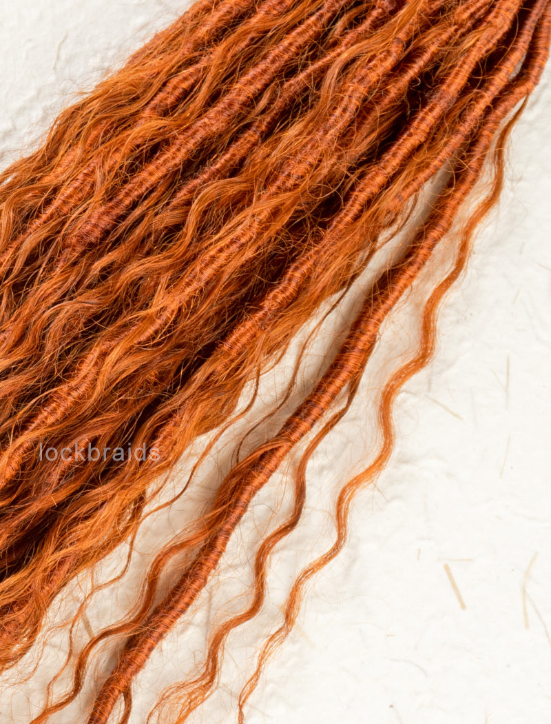 Pre-looped Crochet Boho Lock Braids With Human Hair Deep Curls Bulk Hair Extensions Color #350