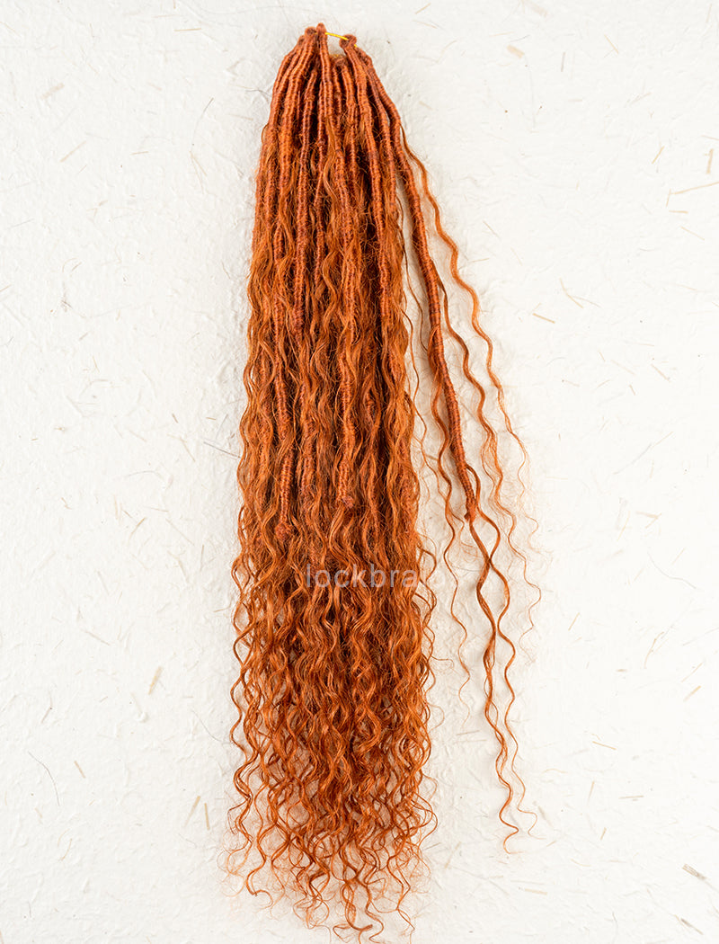 Pre-looped Crochet Boho Lock Braids With Human Hair Deep Curls Bulk Hair Extensions Color #350