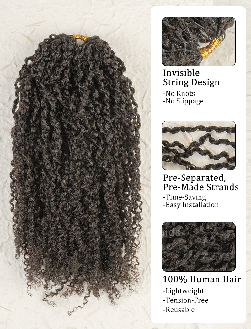 Lockbraids Knotless Pre-Separated Feather Crochet Hair Human Hair 2 Strands Micro Yanky Twists